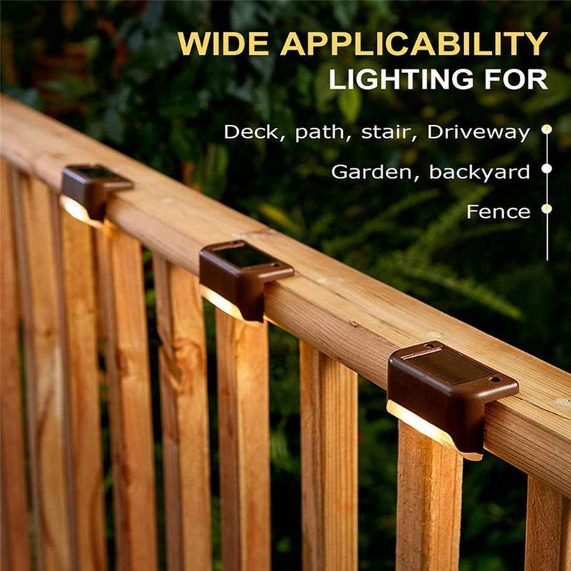 12 PCS Solar Powered LED Outdoor Stairway Light IP65 Waterproof Garden Lamp, Warm White Light(Brown)