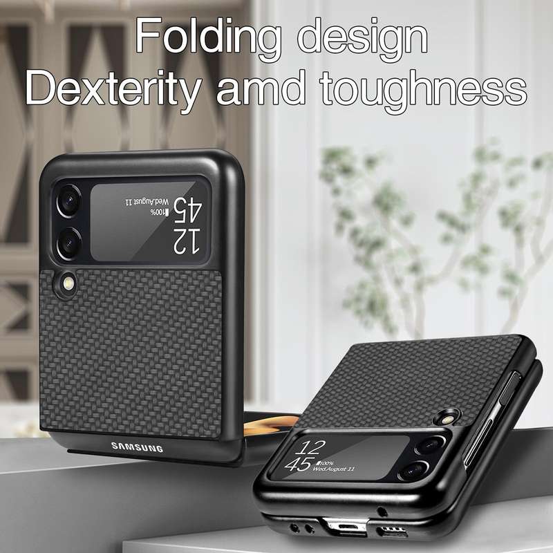 For Samsung Galaxy Z Flip4 Fiber Texture Fold Shockproof Phone Case(Black)