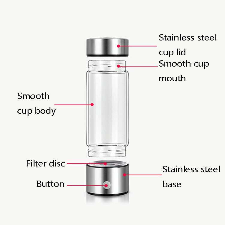 Portable Electrolyzed Water Cups Hydrogen-Rich Water Cups, Capacity: 420ml(Silver)