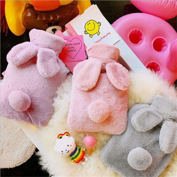 Cute Rabbit Hot Water Bottle Water Heating Handbag(Purple)