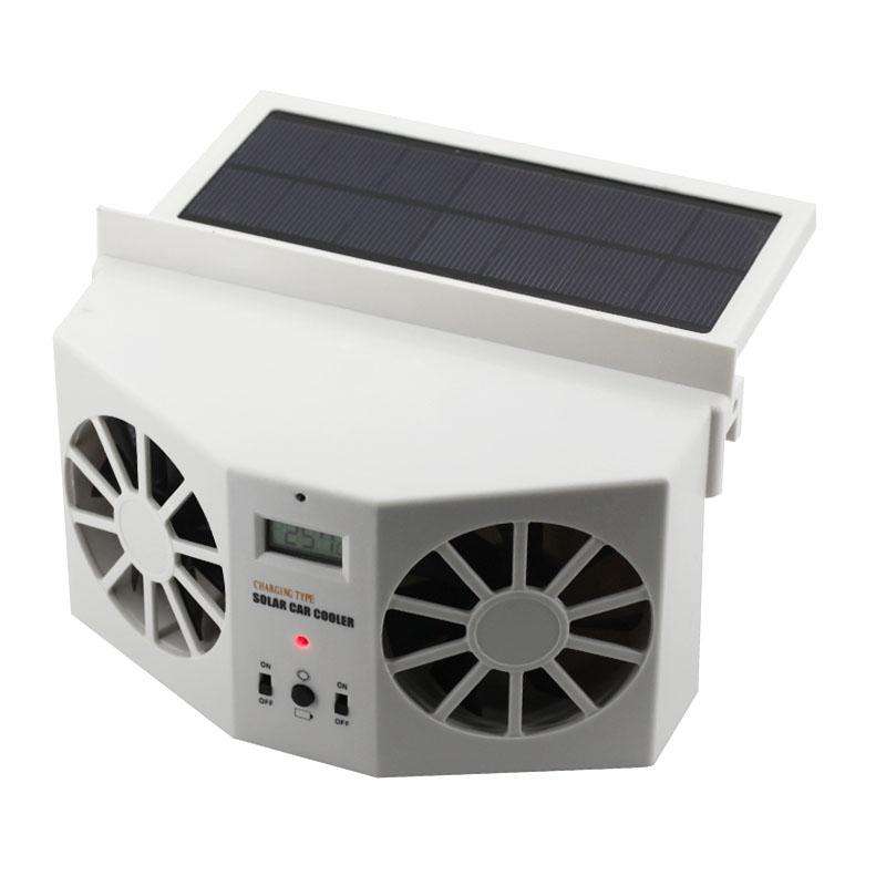 2W Solar Powered Car Auto Air Vent Cool Fan Cooler Ventilation System Radiator, with Temperature ...