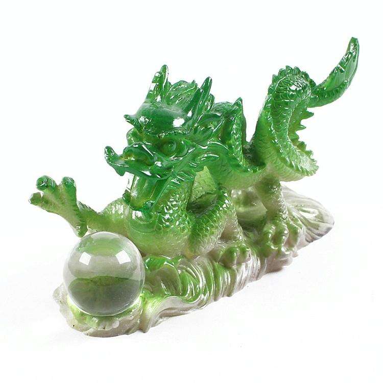 Color Changing Lucky Jade Dragon Shape Resin Kungfu Tea Accessories Tea Pet(Green)