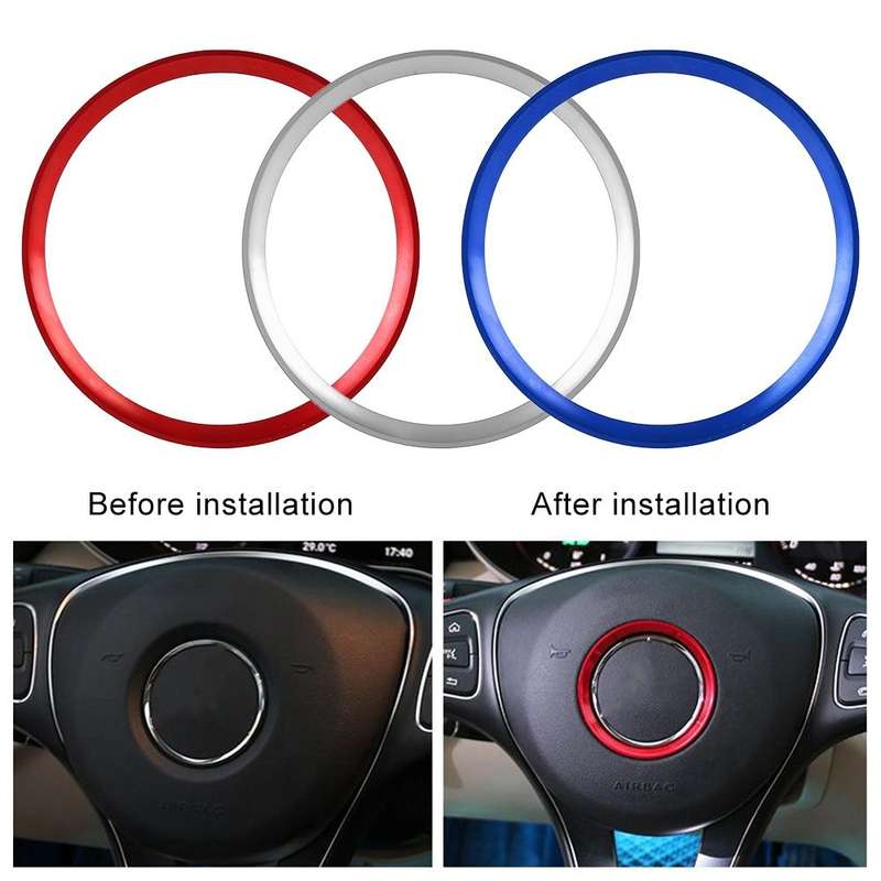 Car Steering Wheel Decorative Ring Cover for Mercedes-Benz,Inner Diameter: 5.8cm (Blue)