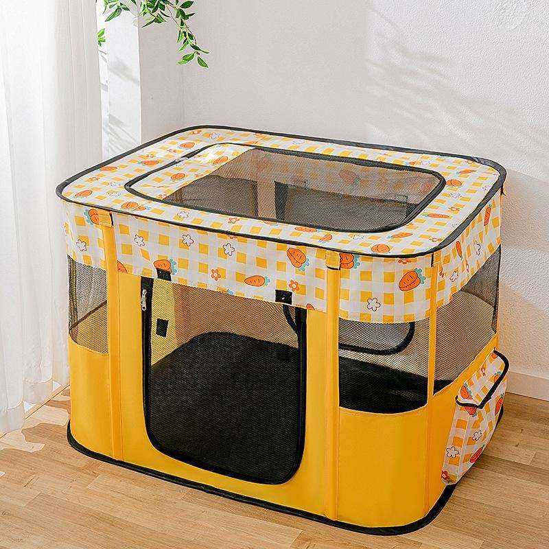 Rectangular Foldable Pet Fence Dog and Cat Litter Pet Delivery Room M(Yellow Carrot)