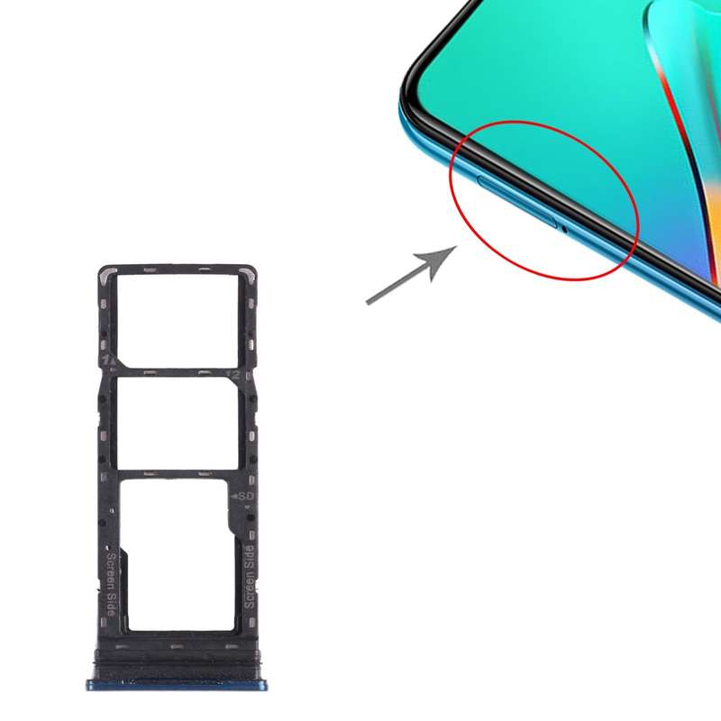 For infinix Smart 5 X657 X657C SIM Card Tray + SIM Card Tray + Micro SD Card Tray (Blue)