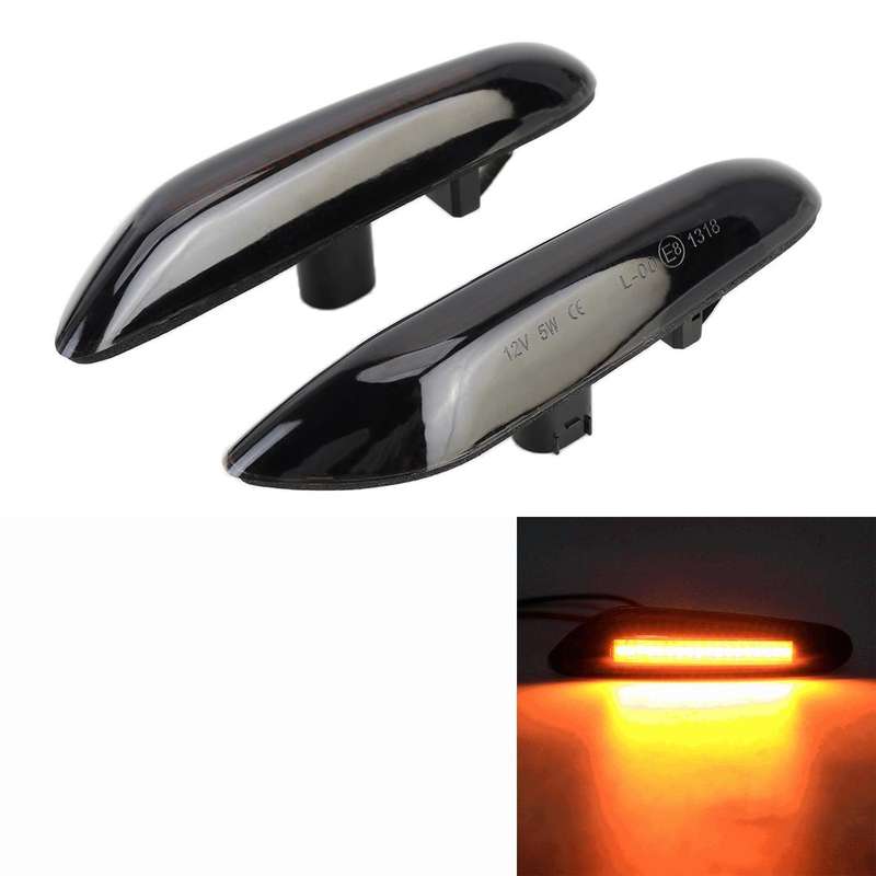 2 PCS D12V / 5W Car LED Dynamic Blinker Side Lights Flowing Water Turn Signal Light for BMW, Yell...