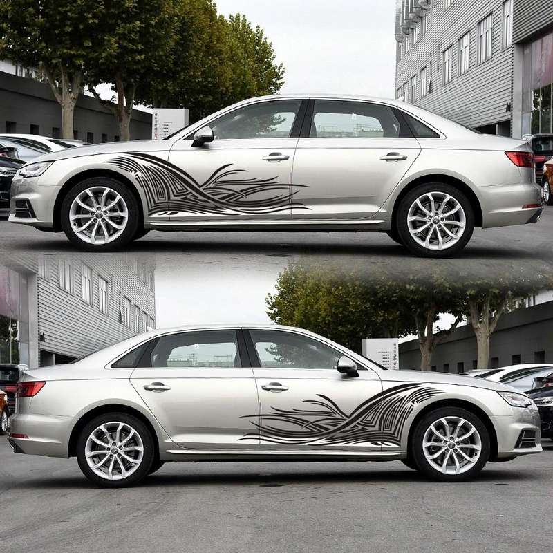 2 PCS/Set D-752 Lines Pattern Car Modified Decorative Sticker(Black)