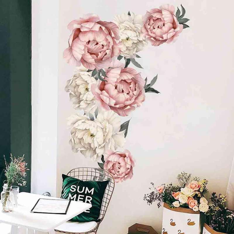 Peony Rose Flowers Wall Sticker Home Decor