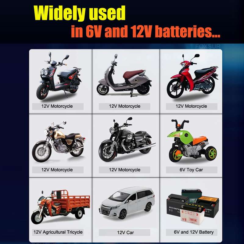 FOXSUR 2A / 6V / 12V Car / Motorcycle 3-stage Full Smart Battery Charger, Plug Type:JP Plug(Red)