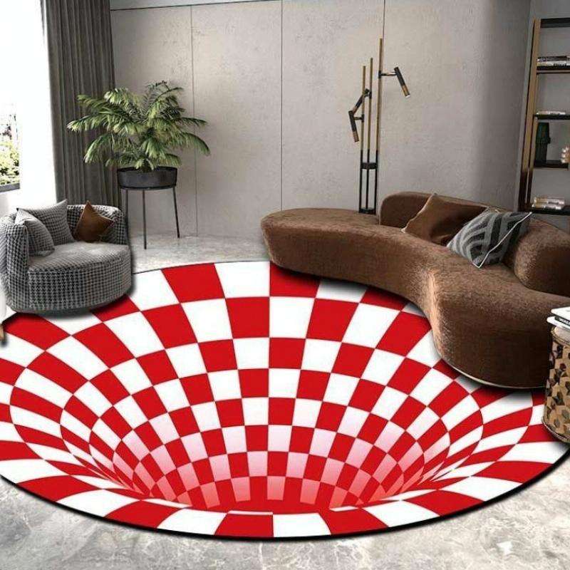 3D Illusion Stereo Vision Carpet Living Room Floor Mat, Size: 100x100cm(Round L)