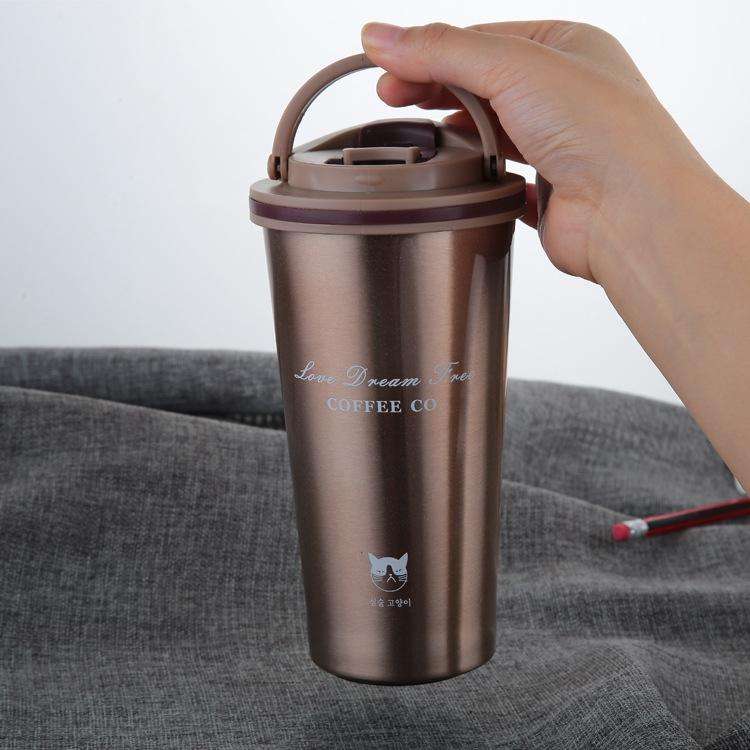 500ML Portable Stainless Steel Creative Gift Coffee Cup Office Vacuum Thermos Mug(Navy Blue)