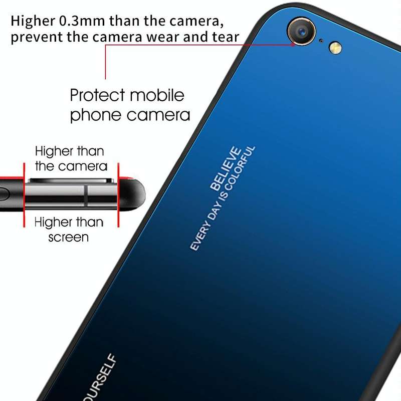 For OPPO A57 / A39 Gradient Color Glass Case(Red)