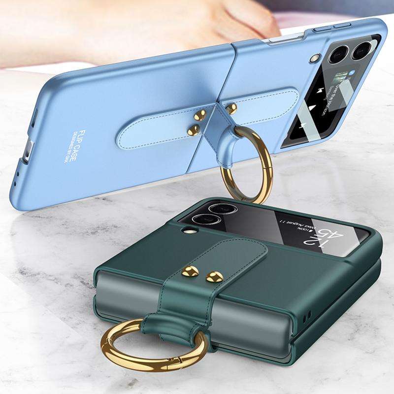 For Samsung Galaxy Z Flip4 GKK Ultra-thin PC Full Coverage Phone Flip Case with Ring Holder(Purple)