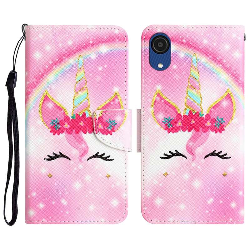 For Samsung Galaxy A03 Core Colored Drawing Leather Phone Case(Unicorn)