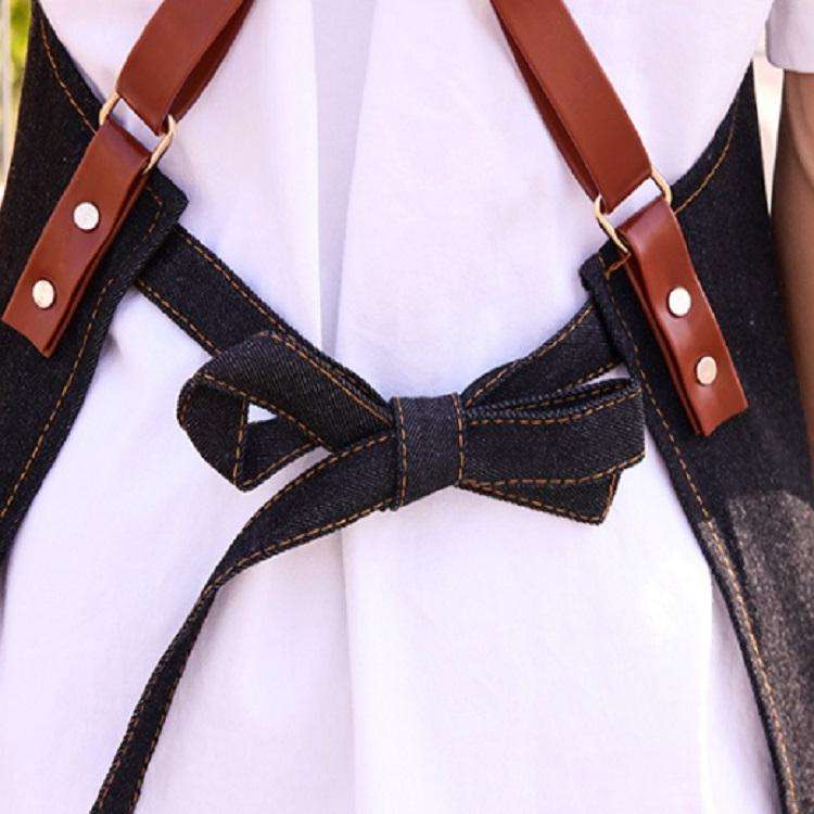 Denim Forest Pattern Apron Drawing Hairdress Overalls(Gray)
