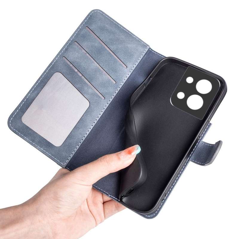 For OPPO Reno8 Stitching Horizontal Flip Leather Phone Case(Blue)