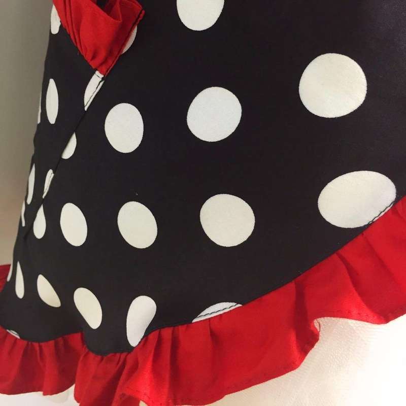 Cotton Dot Overalls Apron(Red)