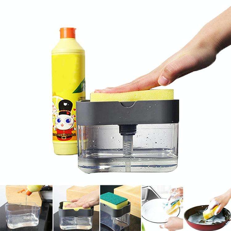 Press Soap Dispenser Kitchen Detergent Wash Presser(Gray)
