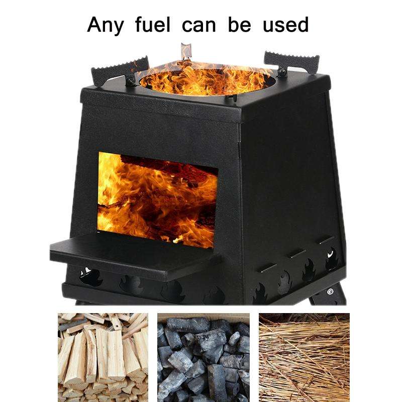 Outdoor Camping Folding Portable Barbecue Wood Stove, Size: Large (Green)