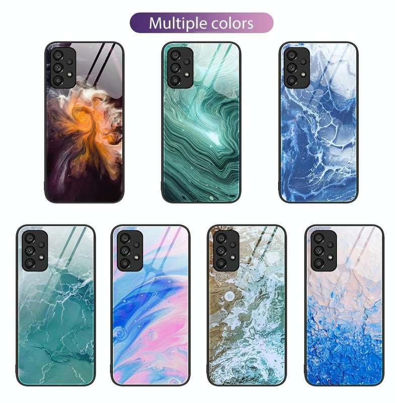 For Samsung Galaxy A53 Marble Pattern Glass Protective Phone Case(Pink)