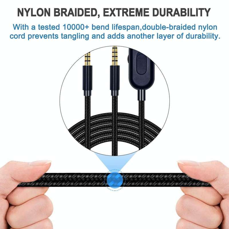ZS0193 Headphone Audio Cable for Logitech Astro A10 A40 (Black)