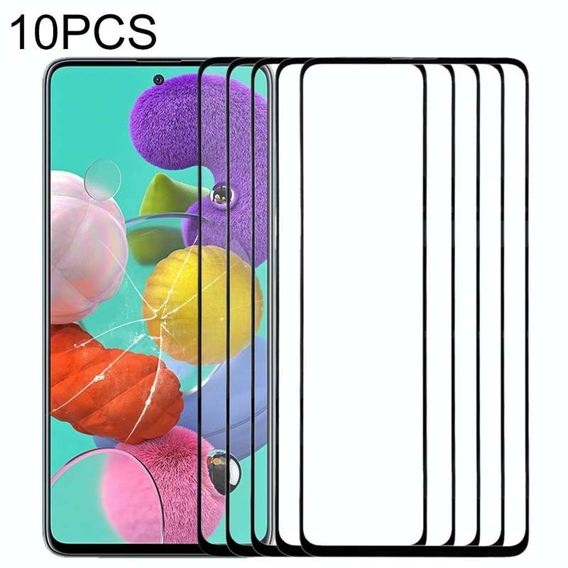 For Samsung Galaxy A51 10pcs Front Screen Outer Glass Lens (Black)