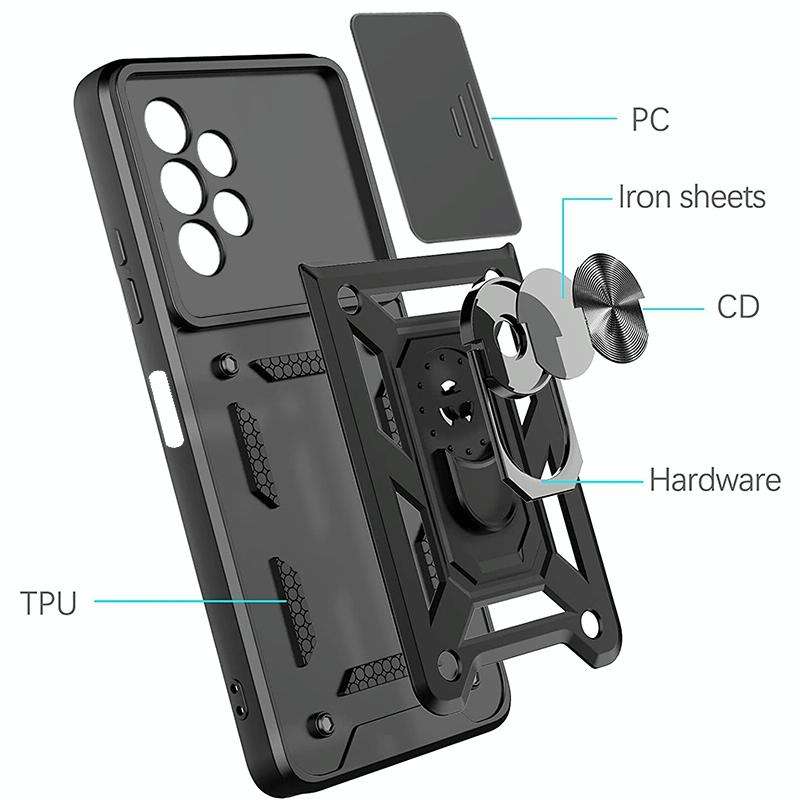 For Samsung Galaxy A13 4G Sliding Camera Cover TPU+PC Phone Case(Black)
