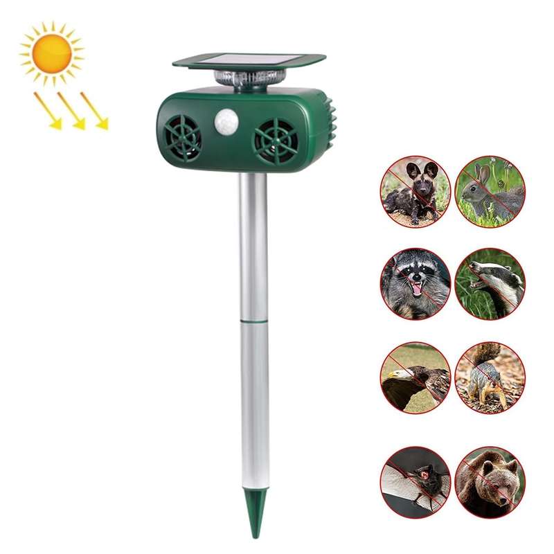 SK628 Solar Powered Animal Repeller 360 Degree Strobe Light Bird Repeller Ultrasonic Rat Repeller...