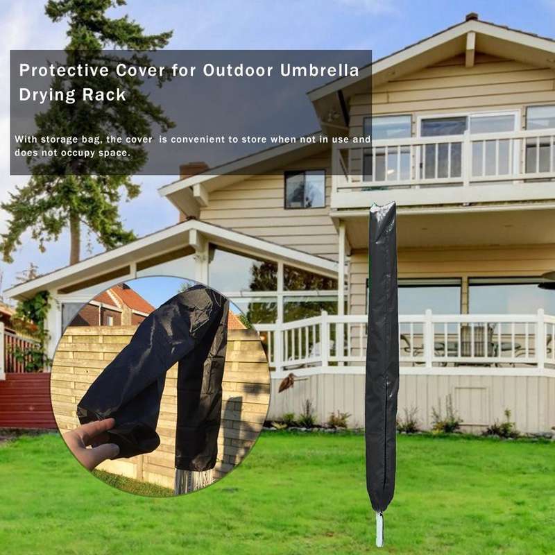 210D Oxford Cloth Outdoor Drying Rack Dustproof and Waterproof Protective Cover (Black)