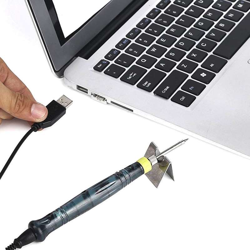 Portable USB Powered Soldering Iron Pen 5V 8W Long Life Tip + Touch Switch Protective Cap Auto Sh...