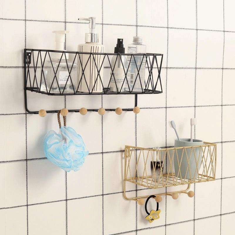 Wall Hook Rack Home Wall Decoration Creative Multifunctional Partition Wrought Iron Rack, Size:Sm...