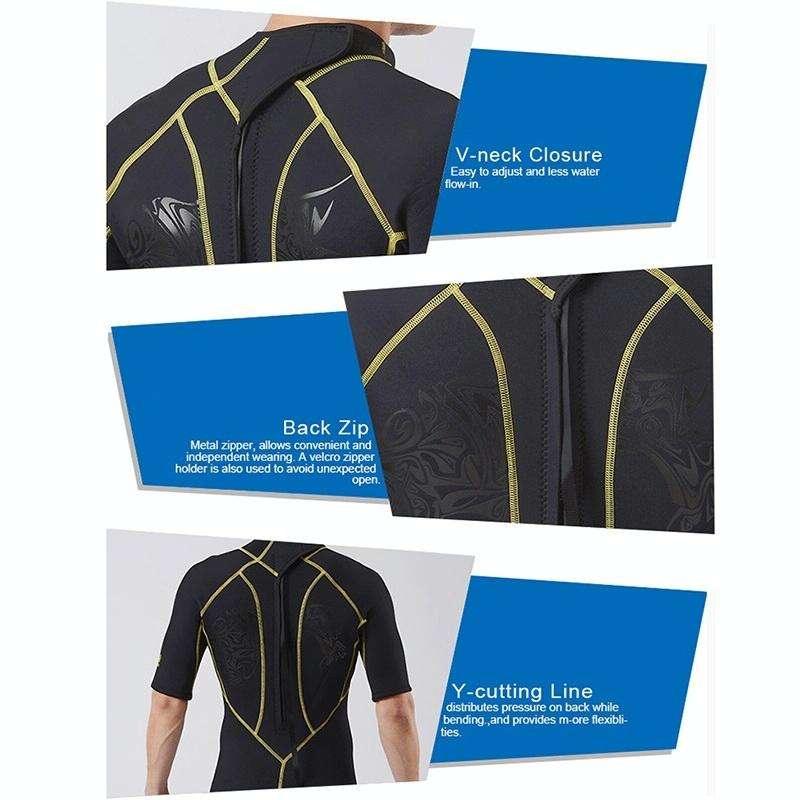 SLINX 1103 3mm Neoprene Super Elastic Wear-resistant Warm Y-splicing Wet Short-sleeved One-piece ...