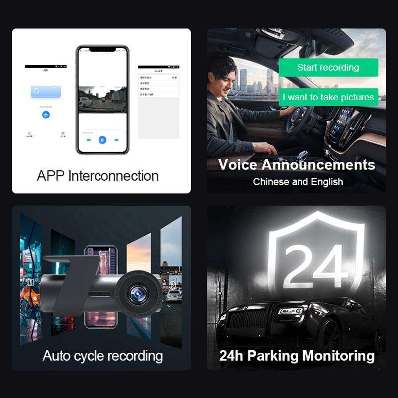 Car WiFi Dual Camera Hidden 360 Degree Rotation Car Driving Recorder