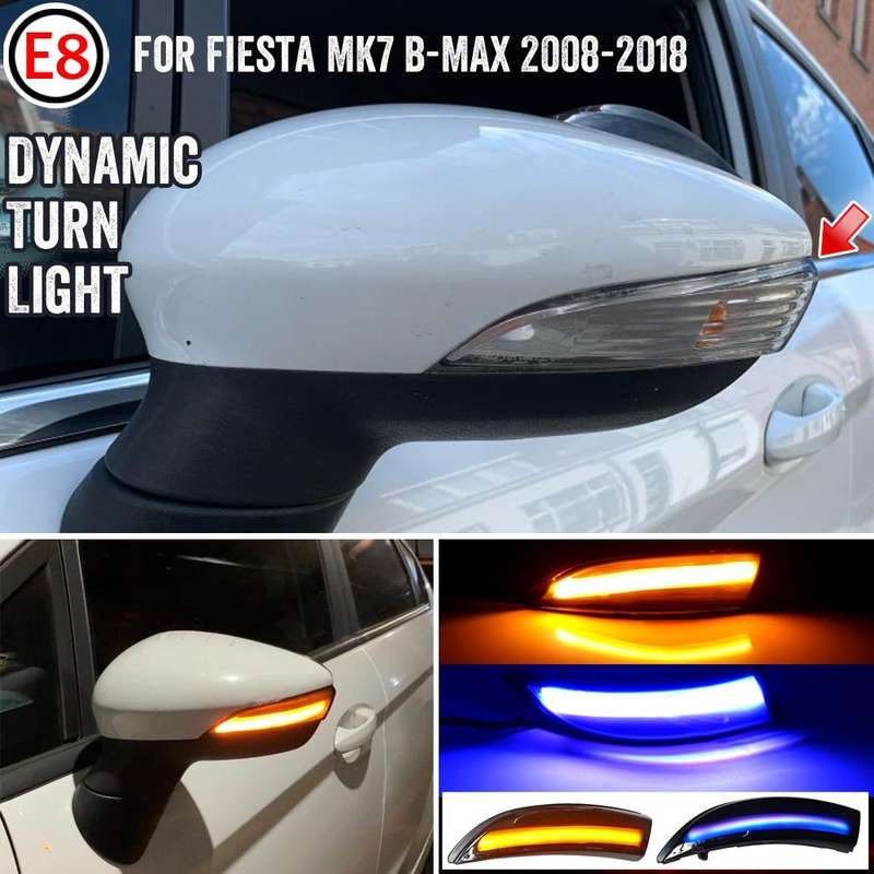1 Pair For Ford Fiesta 2008-2017 Car Dynamic LED Turn Signal Light Rearview Mirror Flasher Water ...