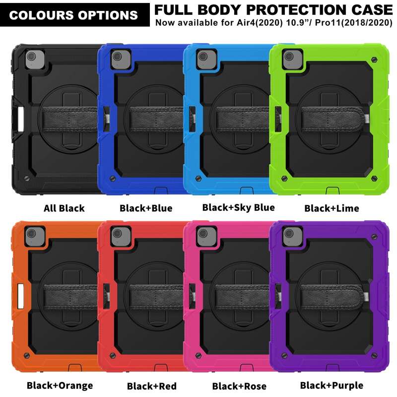For iPad Air 2022 / 2020 10.9 Shockproof Black Silica Gel + Colorful PC Protective Case(Orange)