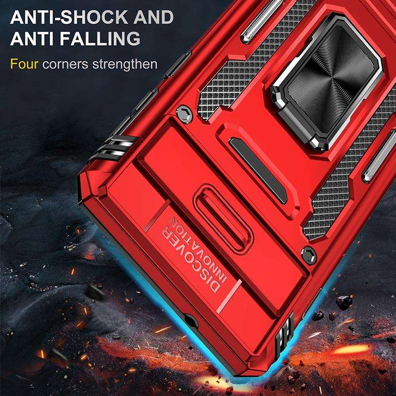 For Samsung Galaxy S10 Armor PC + TPU Camera Shield Phone Case(Red)