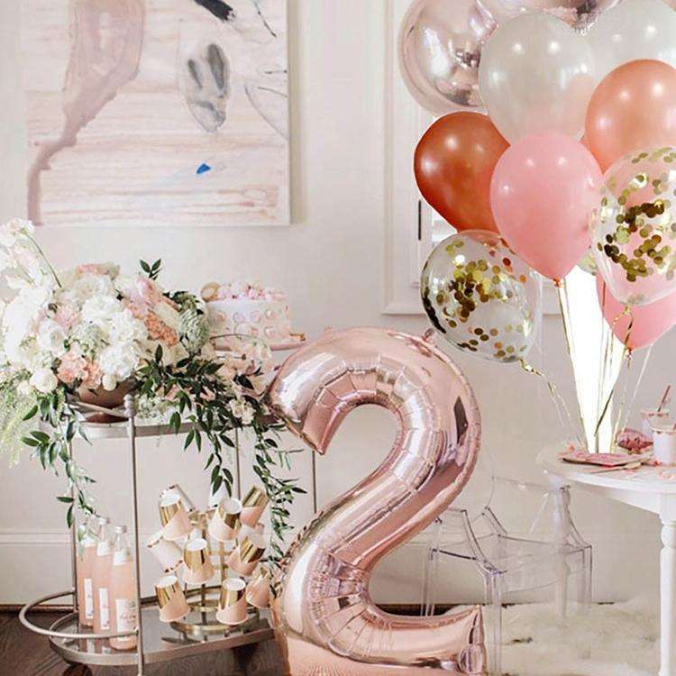 2 PCS 40 Inch Aluminium Foil Number Balloons Birthday Wedding Engagement Party Decor Kids Ball Su...