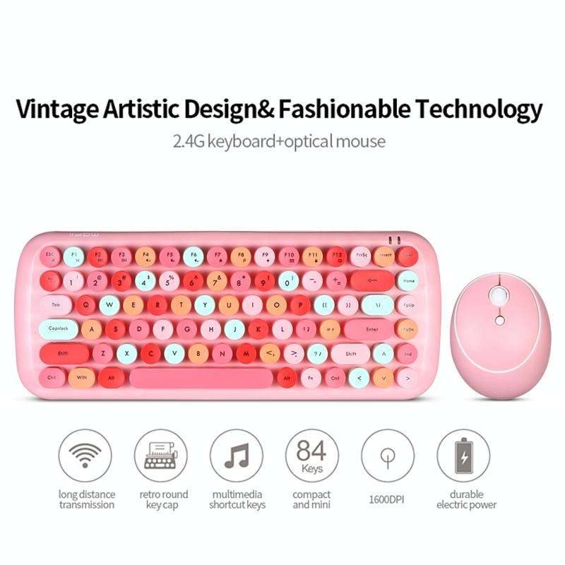 MOFii Candy Punk Keycap Mixed Color Wireless Keyboard and Mouse Set(Green)