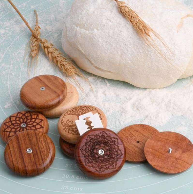 Bread Baguette Round Knife Wooden Double-Sided Bread Trimming Knife With 5 Blades, Specification:...