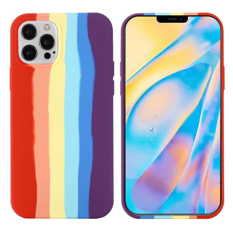 For iPhone 15 Pro Rainbow Liquid Silicone Phone Case(Red)