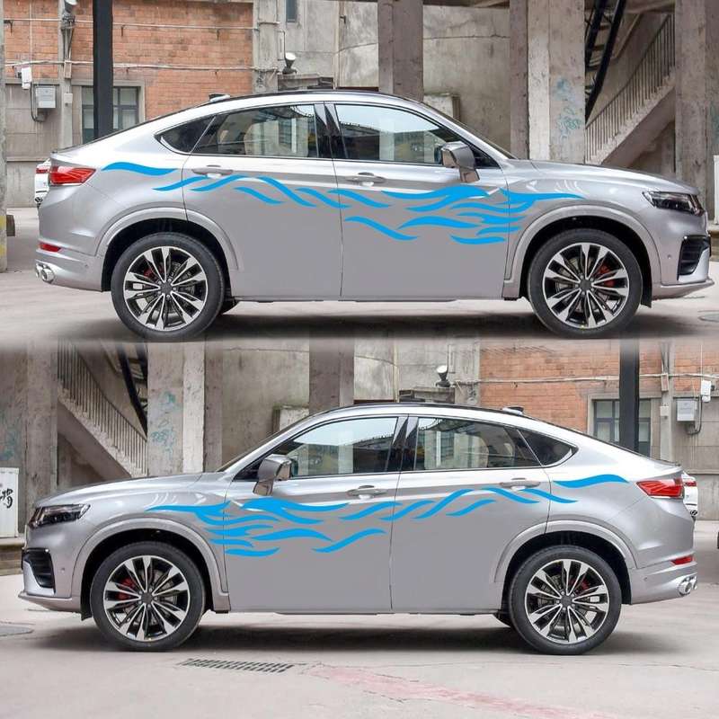 2 PCS/Set D-369 Totem Pattern Car Decorative Sticker(Blue)