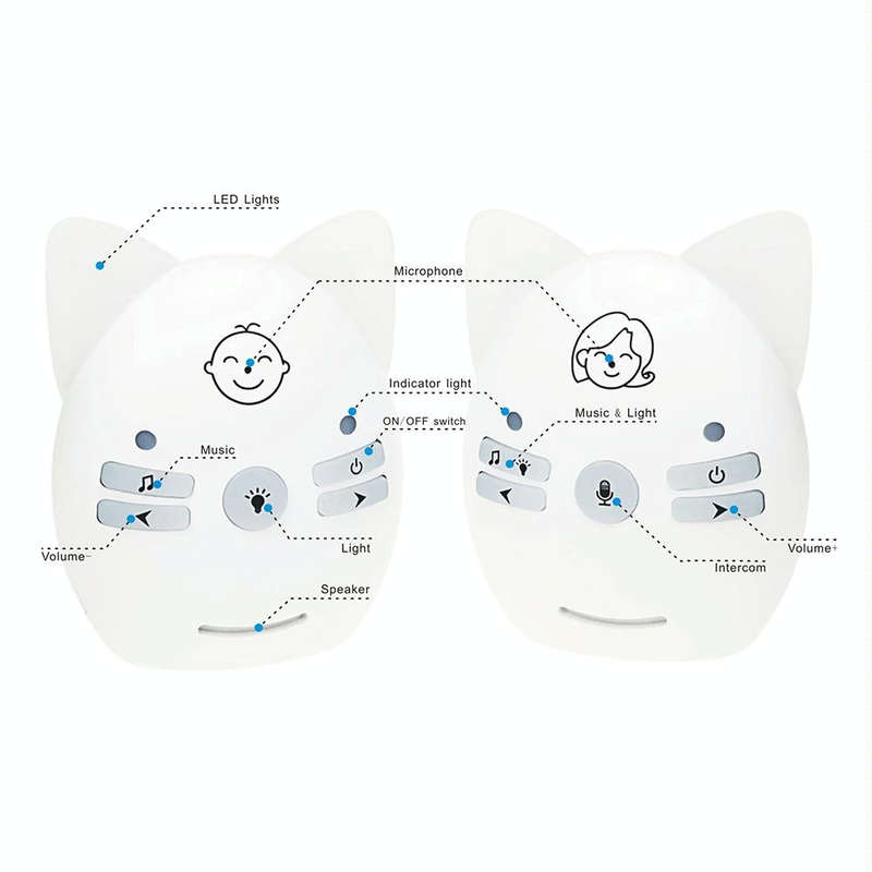 V30 Wireless Audio Baby Monitor Support Voice Monitoring + Intercom + Night Light without Battery...
