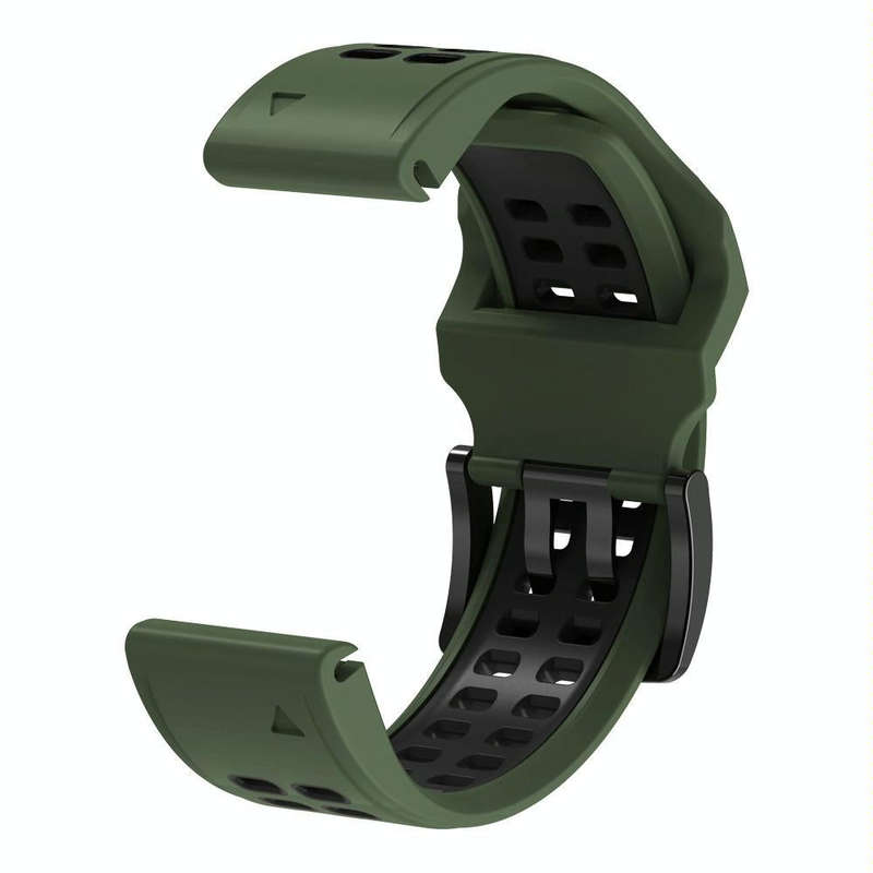 For Garmin Fenix 6 Quick Release Double Row Silicone Watch Band(Army Green Black)