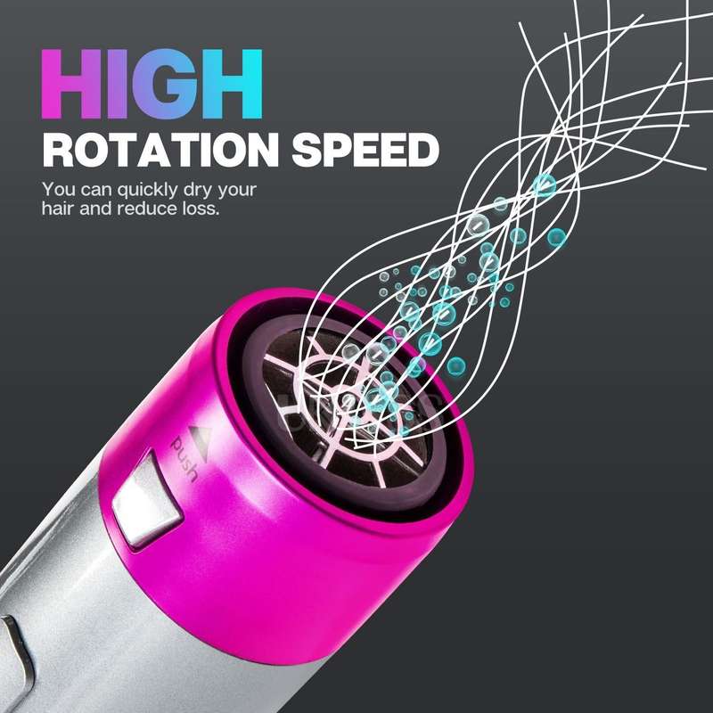5-in-1 Hot-air Comb Automatic Straightening Dual-purpose Hair Dryer Black(EU Plug)