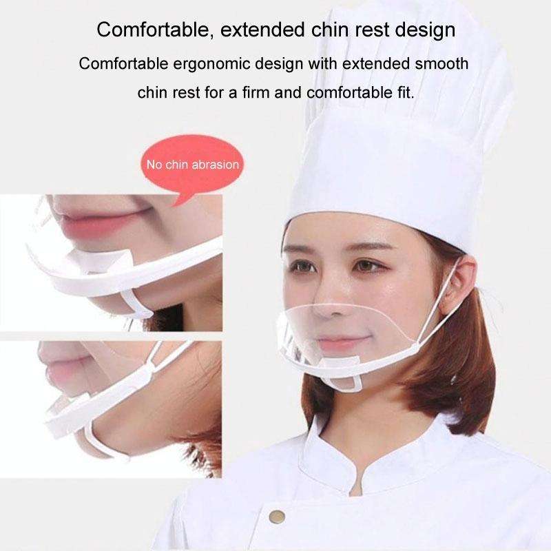 10pcs /Bag Recyclable Transparent Restaurant Mask Chef Anti-fog And Anti-Spittle Plastic Masks(op...