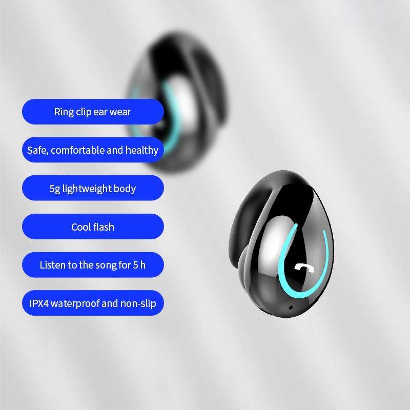 YX08 Ultra-light Ear-hook Wireless V5.0 Bluetooth Earphones Ear Clip Stereo Bluetooth Headset wit...