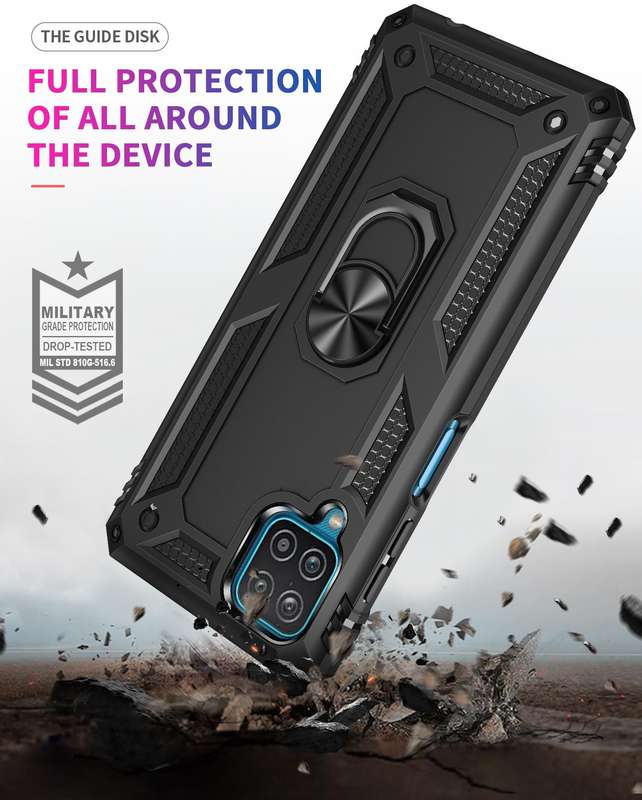 For Samsung Galaxy A12 5G Shockproof TPU + PC Protective Case with 360 Degree Rotating Holder(Black)