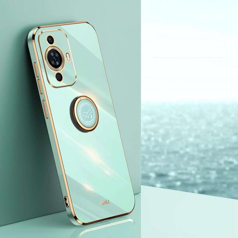 For Huawei nova 11 Pro XINLI Straight Edge 6D Electroplate TPU Phone Case with Ring Holder(Mint G...