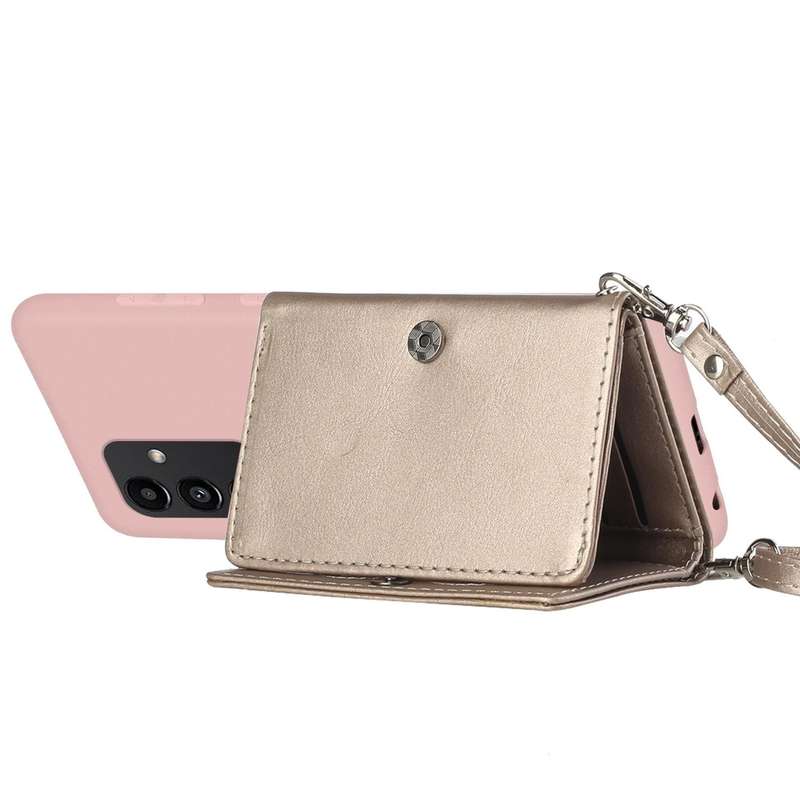 For Samsung Galaxy A54 5G Crossbody Lanyard Wallet Card Bag Phone Case(Pink)