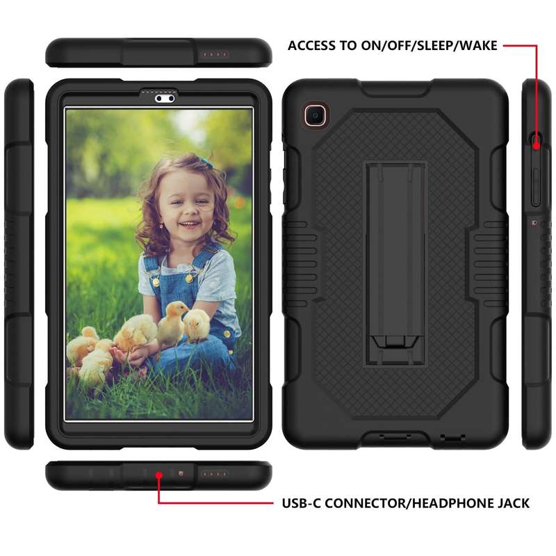 For Samsung Galaxy A7 Lite T220 Contrast Color Robot Shockproof Silicone + PC Tablet Case(Black)